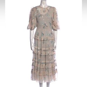 REBECCA TAYLOR Women Silk Floral Print Long Dress Size 4